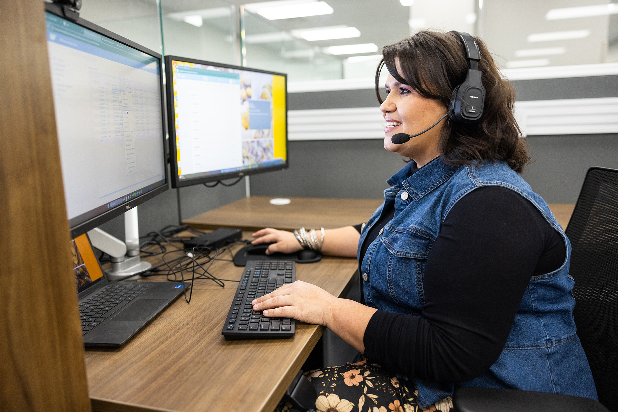 Customer service representative assisting a client